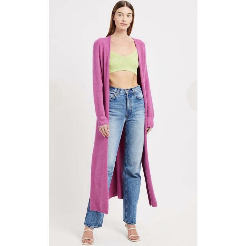 APPARIS Long Duster Open Front Cardigan Longline Sweater Pink Maxi Large Italy